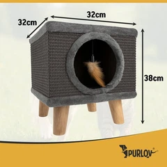 Будиночок-кігтеточка для кота Purlov 26215 з лежаком і сизалем