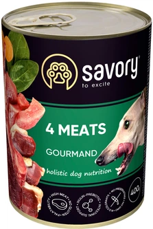 Влажный корм Savory для взрослых собак с четырьмя видами мяса 400 г, 4820232630396