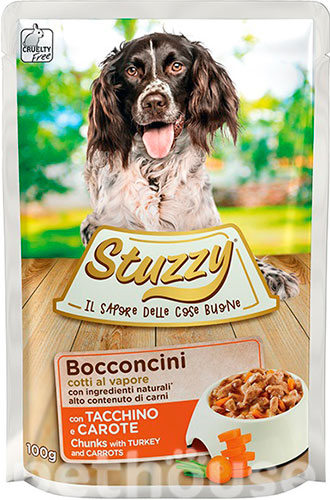 Stuzzy Вологий корм (шматочки в соусі) з м'ясо та м'ясні субпродукти індичка для собак