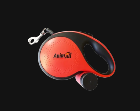 Повідець-рулетка AnimAll з диспенсером для собак, вага до 15 кг, червоний S 3 м