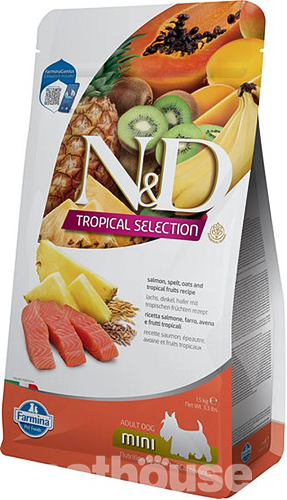 Farmina N&D Tropical Selection Salmon Adult Mini - Сухий низькозерновий корм з лососем і тропічними фруктами для дорослих собак дрібних порід