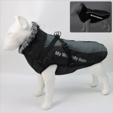 Derby Світловідбивна зимова товста куртка для собак Black/Grey, XL Сірий