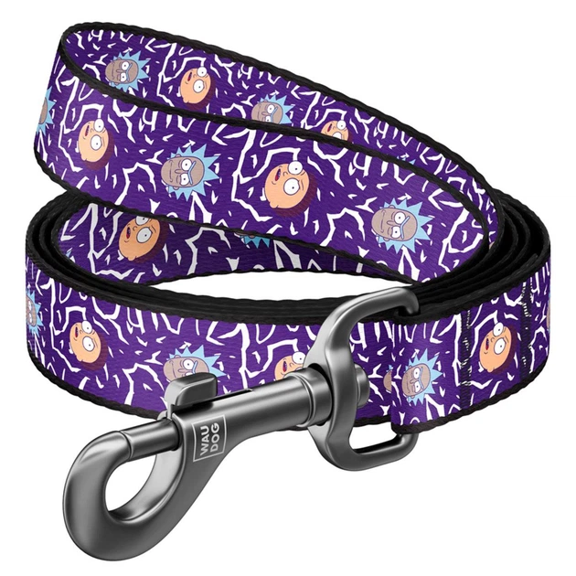 Collar Повідець для собак нейлоновий WAUDOG Nylon, малюнок "Рік та Морті 2", L-XXL, Ш 25 мм, Дл 122 см