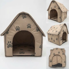 Без бренда Будиночок Portable Dog House складний для собак і котів 45х41х45 см бежевий