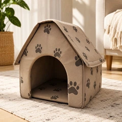 Без бренда Будиночок Portable Dog House складний для собак і котів 45х41х45 см бежевий