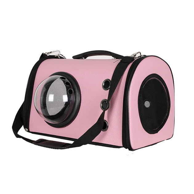 Сумка з ілюмінатором для переноски котів і собак 42x27x25 см CosmoPet CP-19 Pink (штучна шкіра)