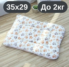 Solve М’який плюшевий килимок-лежанка для котів та собак білий з лапками, теплий двосторонній матрацик, 35×29, до 2 кг, KT8001121