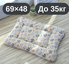 Solve М’який плюшевий килимок-лежанка для котів та собак коричневий з лапками , теплий двосторонній матрацик, 69×48, до 35 кг, KT8001174
