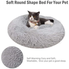 Без бренда Лежак для собак та котів, плюшевий килимок для домашніх тварин, сірий, 60х60х18 см