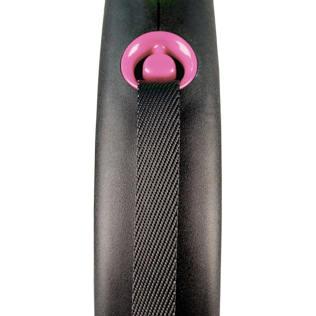 Повідець-рулетка Flexi для собак Black Design стрічка рожева розмір S 5 м/15 кг