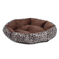 Лежак для котів собак Lesko SY-2022-1208-97 Leopard L круглий