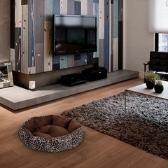 Лежак для котів собак Lesko SY-2022-1208-97 Leopard L круглий