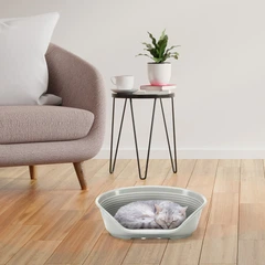 Ferplast Пластиковий лежак з антиковзким покриттям, 49 x 36 xh 17,5 cm (сірий)
