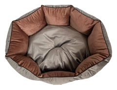 Без бренда Велюрова лежанка для собаки Wooki Queen Velour сіра 70х65см