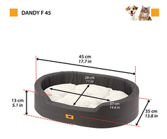 Лежак для собак та котів Ferplast Dandy F 45 зі штучним хутром сірий 45x35x13 см 82941097