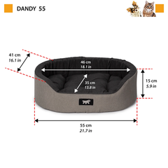 Лежак для собак та кішок Ferplast Dandy C Colour 55 55x41x15 см Сірий з чорним (82942095W6)