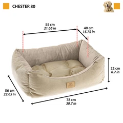 Лежак для котів та собак Ferplast Chester 80 78х56х22 см Бежевий (83770813)