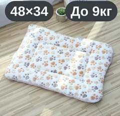 Solve М’який плюшевий килимок-лежанка для котів та собак білий з лапками, теплий двосторонній матрацик, 48×34, до 9 кг, KT8001122