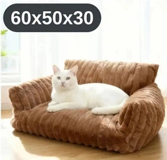 Solve Плюшевий диван-лежанка для котів та собак коричневий, м’яка тканина, плюш, 60х50х30 KT8001005