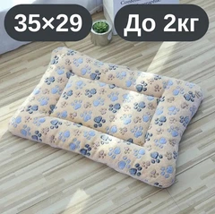 Solve М’який плюшевий килимок-лежанка для котів та собак коричневий з лапками, теплий двосторонній матрацик, 35×29, до 2 кг, KT8001171