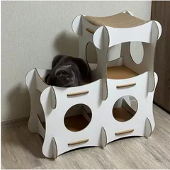 Лежаки FuTuFu Pets Картонний будиночок "Котоблок" для котів 850×500×850 мм (234957)