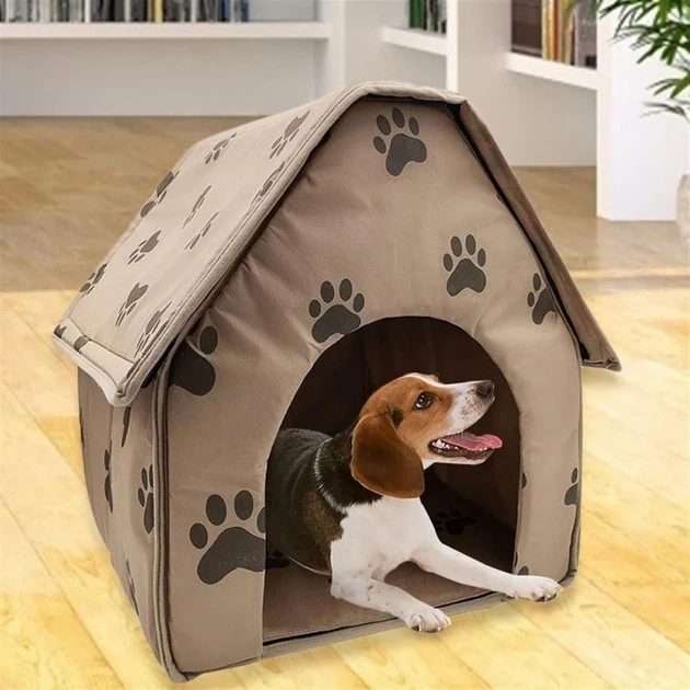 Без бренду Складаний м'який будиночок Portable Dog House для котів і малих собак великий бежевий