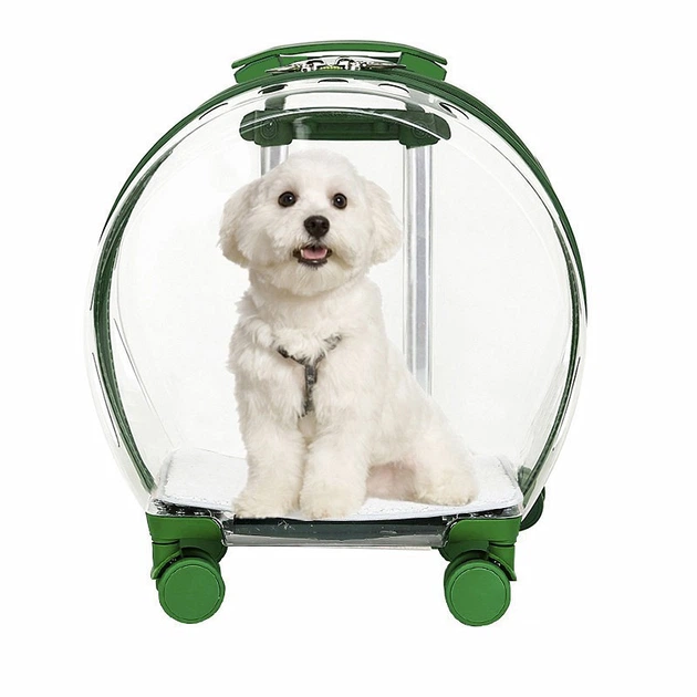 Сумка-візок для перенесення домашніх тварин CosmoPet CP-302 з телескопічною ручкою 47х42х24см Green