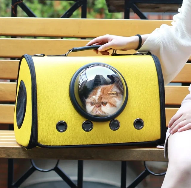 Сумка з ілюмінатором для перенесення котів та собак 41x29x25 см CosmoPet CP-18 Yellow