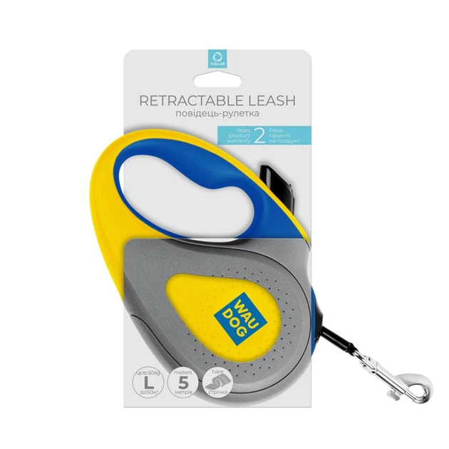 Повідець-рулетка для собак Waudog R-leash Colors of freedom L до 50 кг 5 м світловідбивна стрічка (383-4020 Col)