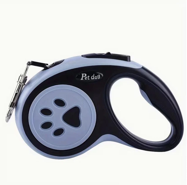 Petify Автоматичний повідець-рулетка для собак і котів Pet Dog Retractable Leash Чорний нейлон 3 м, однокнопкове гальмо/фіксація, металевий карабін (антикорозійний), для малих і середніх порід, Артикул ТМ14