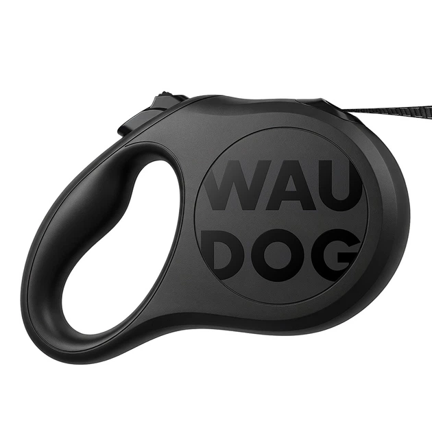 Повідець-рулетка для собак WAUDOG R-leash Monochrome Black, L, до 50 кг, 5 м, світловідбивна стрічка, чорна