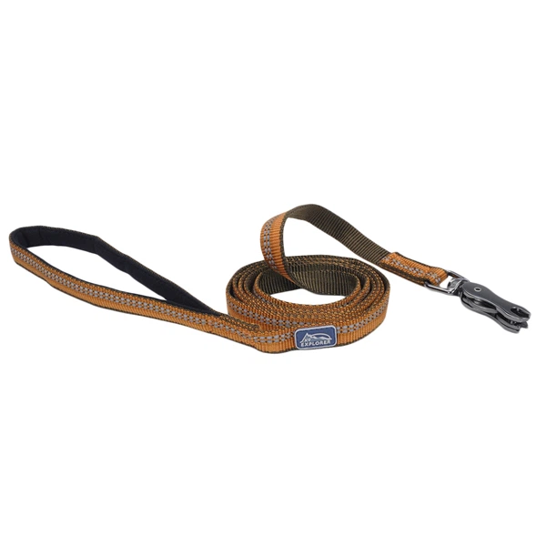 Повідець світловідбивний для собак Coastal K9 Explorer Leash, 1.8 м х 1.6 см, коричневий