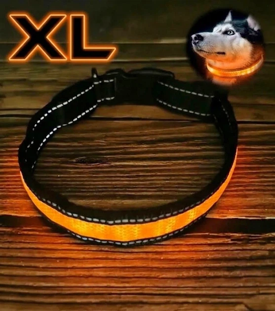 Без бренду Світлодіодний LED нашийник для собак Animal Led Glowing Dog Collar для безпеки у темряві Orange XL