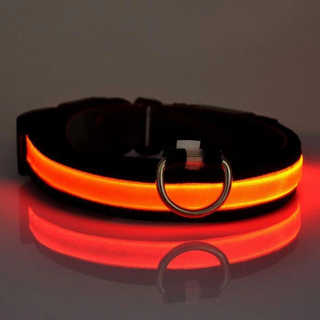 Без бренду Світлодіодний нашийник з LED підсвічуванням з USB зарядкою Жовтогарячий