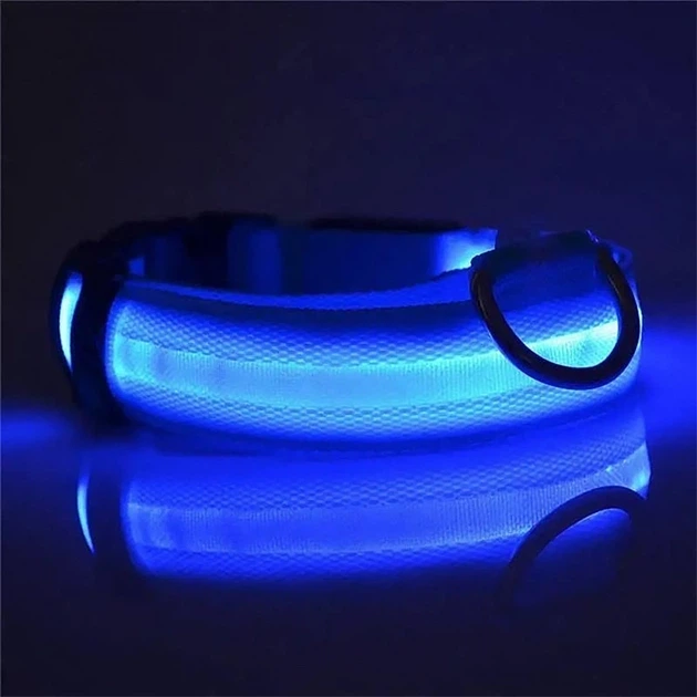 Світлодіодний Lesko Blue L LED нашийник USB світиться для собак та котів