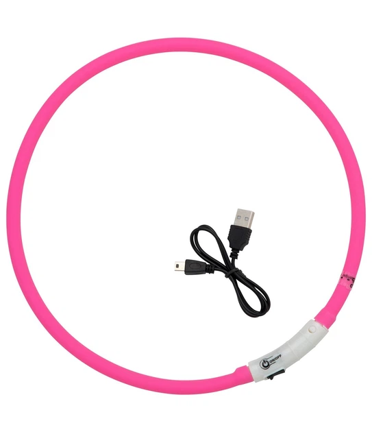 Lock Mat LED нашийник для собак світиться з кабелем USB з регулюванням 70 см Рожевий