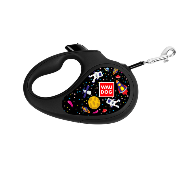 Повідець рулетка для собак WAUDOG Collar R-leash S 5 метрів до 15 кг малюнок NASA