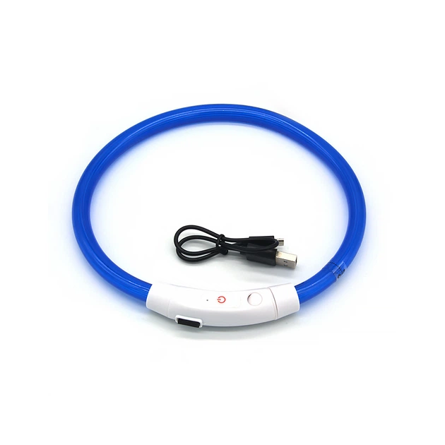 Світлодіодний LED нашийник Lesko L-18 Blue S USB для собак і котів водовідштовхуючий, що світиться