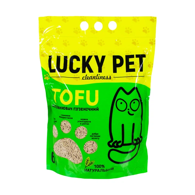 Наповнювач Lucky Pet з тофу для котячого туалету гіпоалергений, 6 л