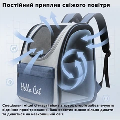 Рюкзак для переноски тварин Inspire HelloCat 37 х 25 х 34 см Denim (HelloCat-denim)