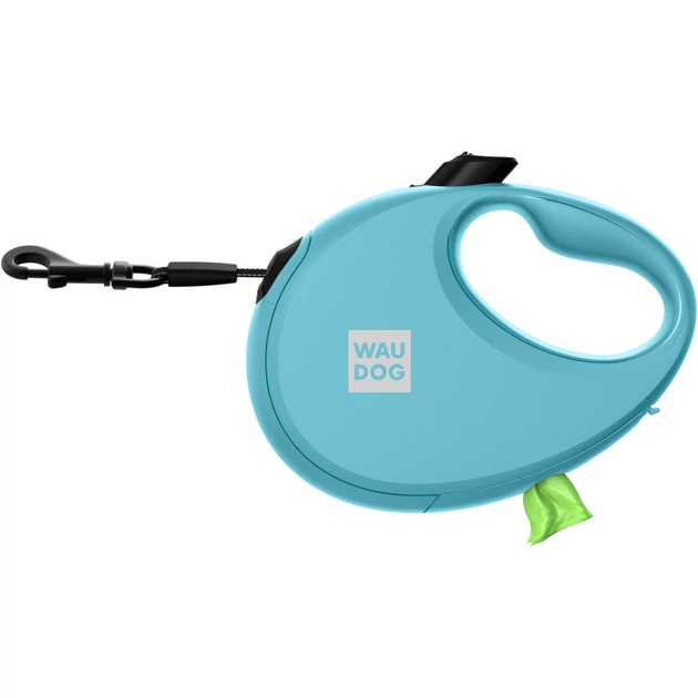 Повідець-рулетка для собак WAUDOG R-leash з контейнером M до 20 кг Блакитний