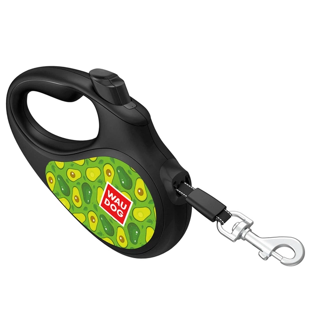 Повідок-рулетка для собак WAUDOG R-leash Авокадо M, чорний, 5 м, до 25 кг, світловідбивна стрічка, металевий карабін 8125-0048-01
