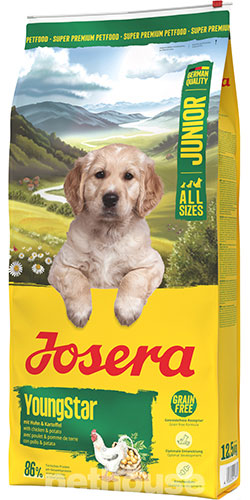 Josera YoungStar Junior - Сухий беззерновий корм з м'ясом птиці та картоплею для підростаючих собак