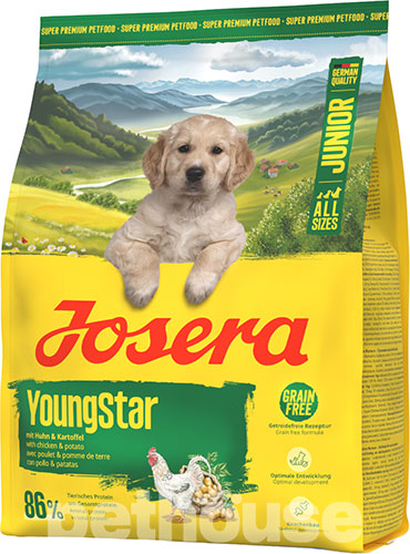 Josera YoungStar Junior - Сухий беззерновий корм з м'ясом птиці та картоплею для підростаючих собак