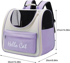 Без бренда Рюкзак переноска для тварин до 7,5 кг Hello Cat Фіолетовий