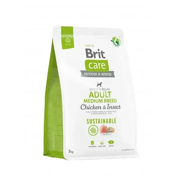 Brit Care Sustainable Adult Medium Breed Chicken and Insест(для середніх собак з куркою та комахами).-3 кг.