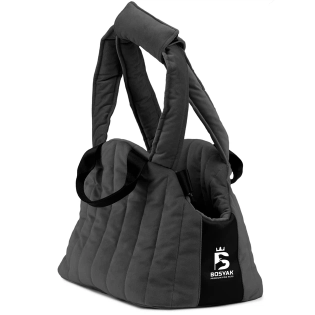 Сумка-переноска слінг для собак і кішок BOSYAK CARRY Велюр M 28×26×44 Графіт