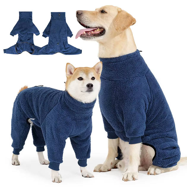 Флісовий комбінезон для собак Wan Talk Four-legged Pullover Dog Coat, Navy Blue, S