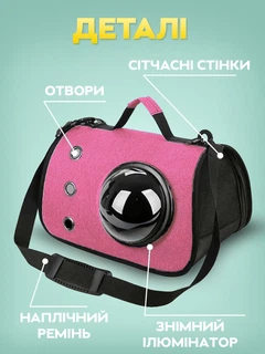 Без бренду Сумка для перенесення домашніх тварин RIAS CosmoPet CP-31 з ілюмінатором 40x26x25 см Pink (3_03286)