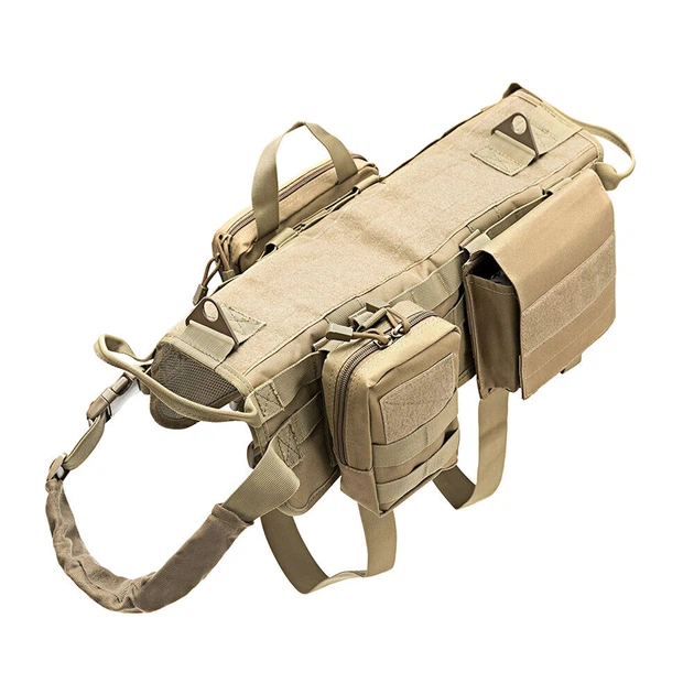 Тактична шлейка-жилет Derby Heavy Duty для собак із сумками для дресирування L Хакі